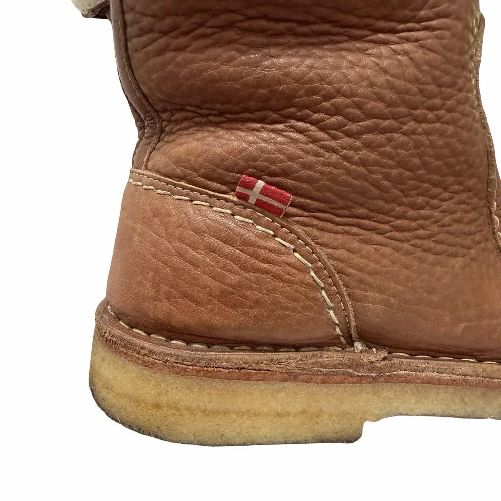 Duckfeet Arhus Shearling Brown Pebbled Leather Boots Womens Size EU 37 US 6.5-7